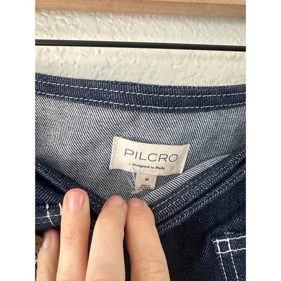 Pilcro Anthropologie NWT Dark Wash Denim Button Front Mini Skirt M - Picture 5 of 8